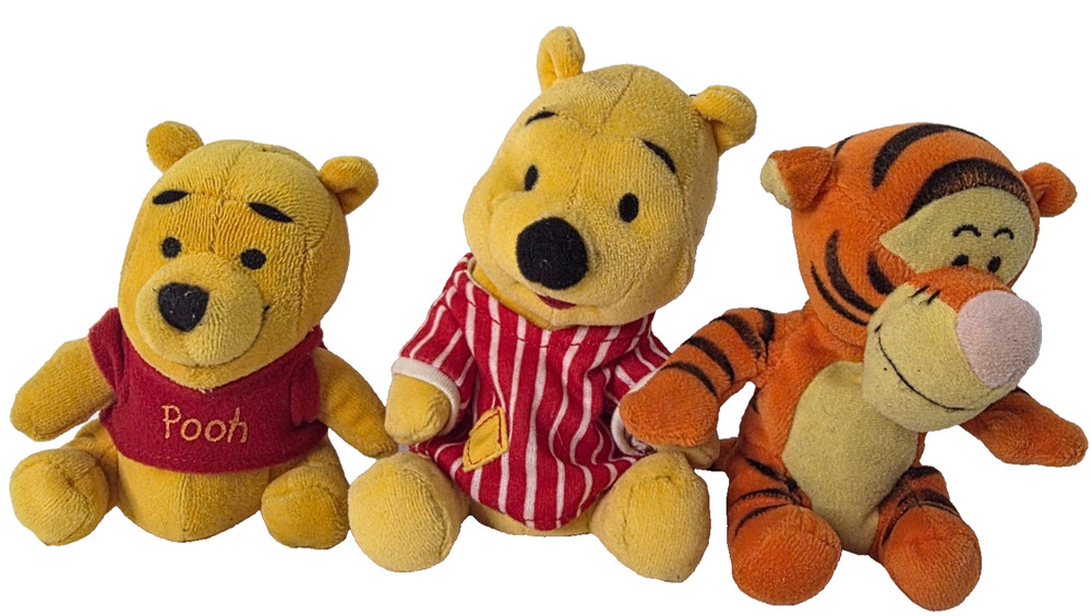 Disney Winnie the Pooh Tigger Plush Lot 3 Two Rattles Pajama Pooh Vintage